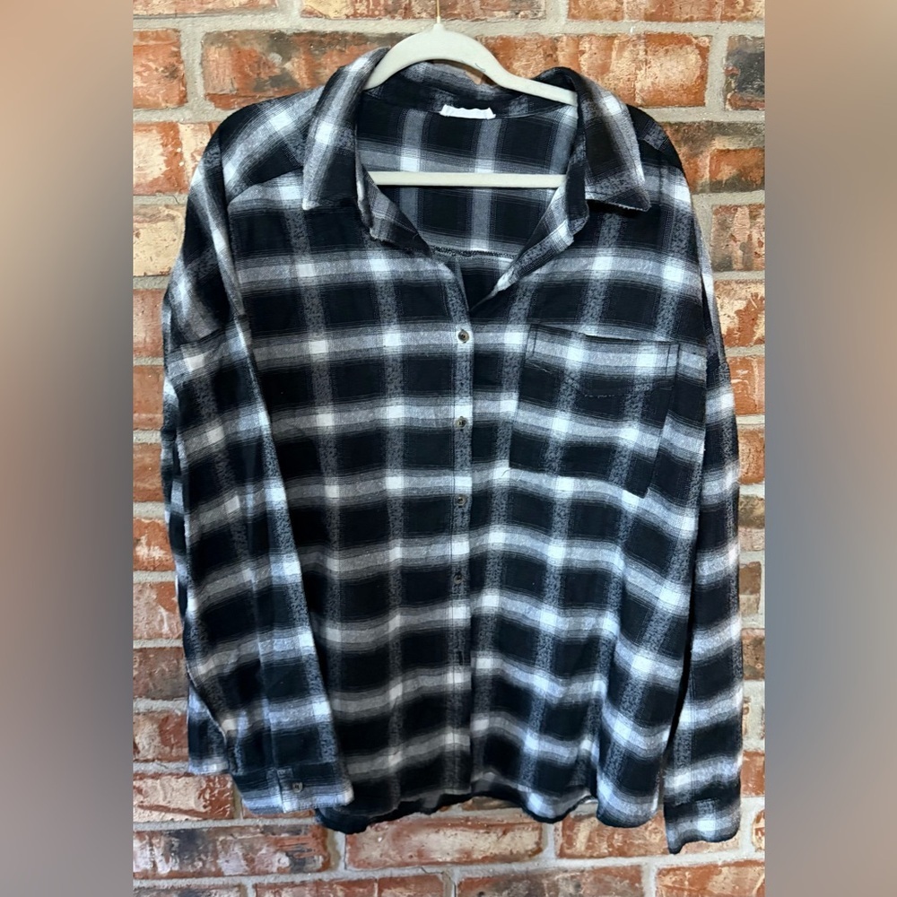Pink Lily x Darylann Denner Black and White Plaid Button Down Shirt - Picture 3 of 8
